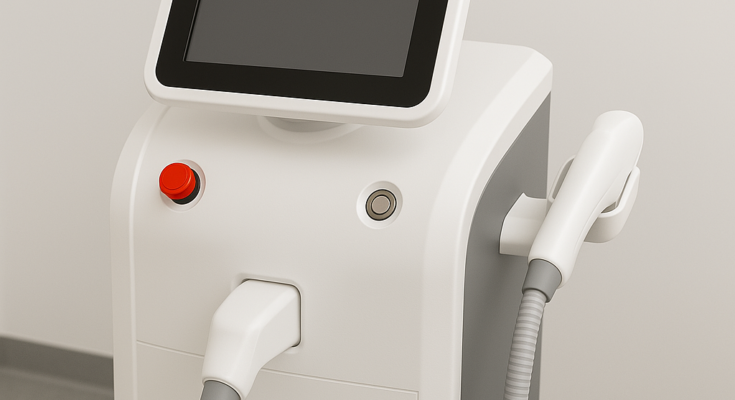 a laser device in a modern clinic setting.